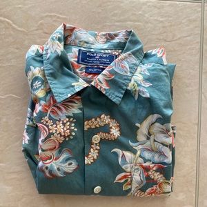 Hawaiian Polo Sport Dress Shirt Size L